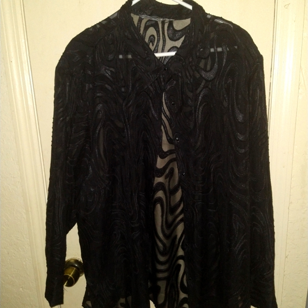 Women 3x sheer long sleeve blouse